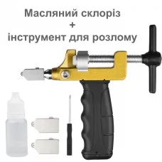 Стеклорез масляный 2 в 1 | стекло - плитка | 2 доп. лезвия | эргономичная ручка | маслёнка